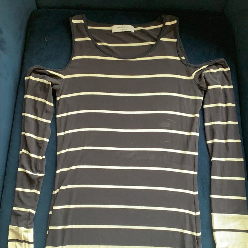 Bailey44 Striped Cold-Shoulder Top